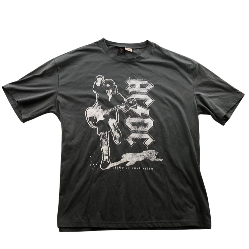AC/DC Mens T-Shirt Medium Graphic Band Tee Romwe Angus Young Rock Band Shirt